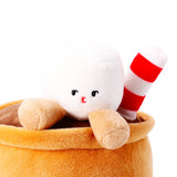 Flying Tiger Copenhagen plush toy hot chocolate drink with a smiling face, soft fabric, and cozy design, perfect for cuddling.