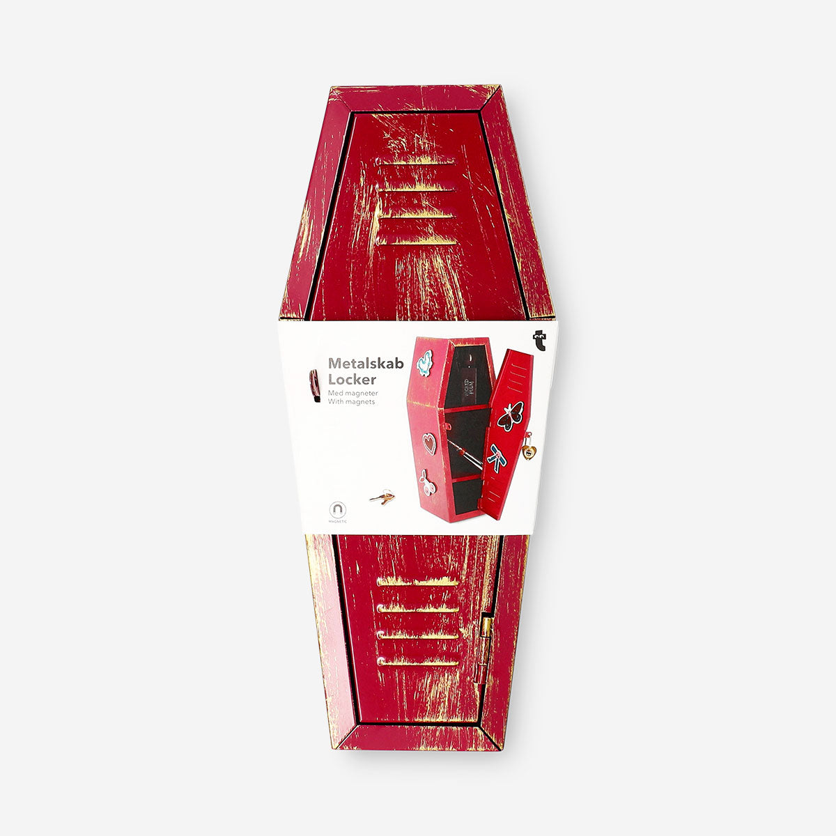 Flying Tiger Copenhagen coffin locker gadget with magnetic closure, featuring a sleek design and compact storage.
