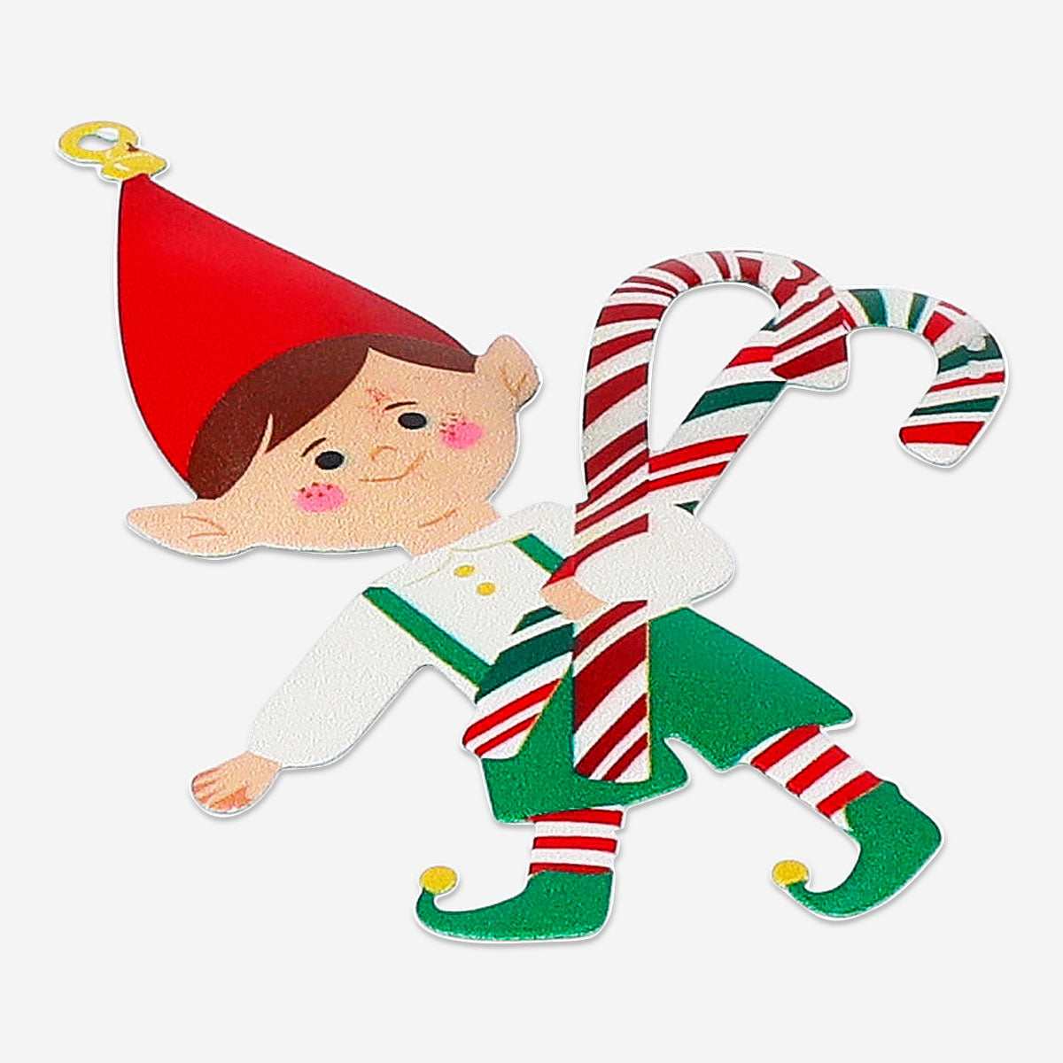 Metal hanging elf boy ornament for home decor, featuring a detailed elf figure in a festive style by Flying Tiger Copenhagen