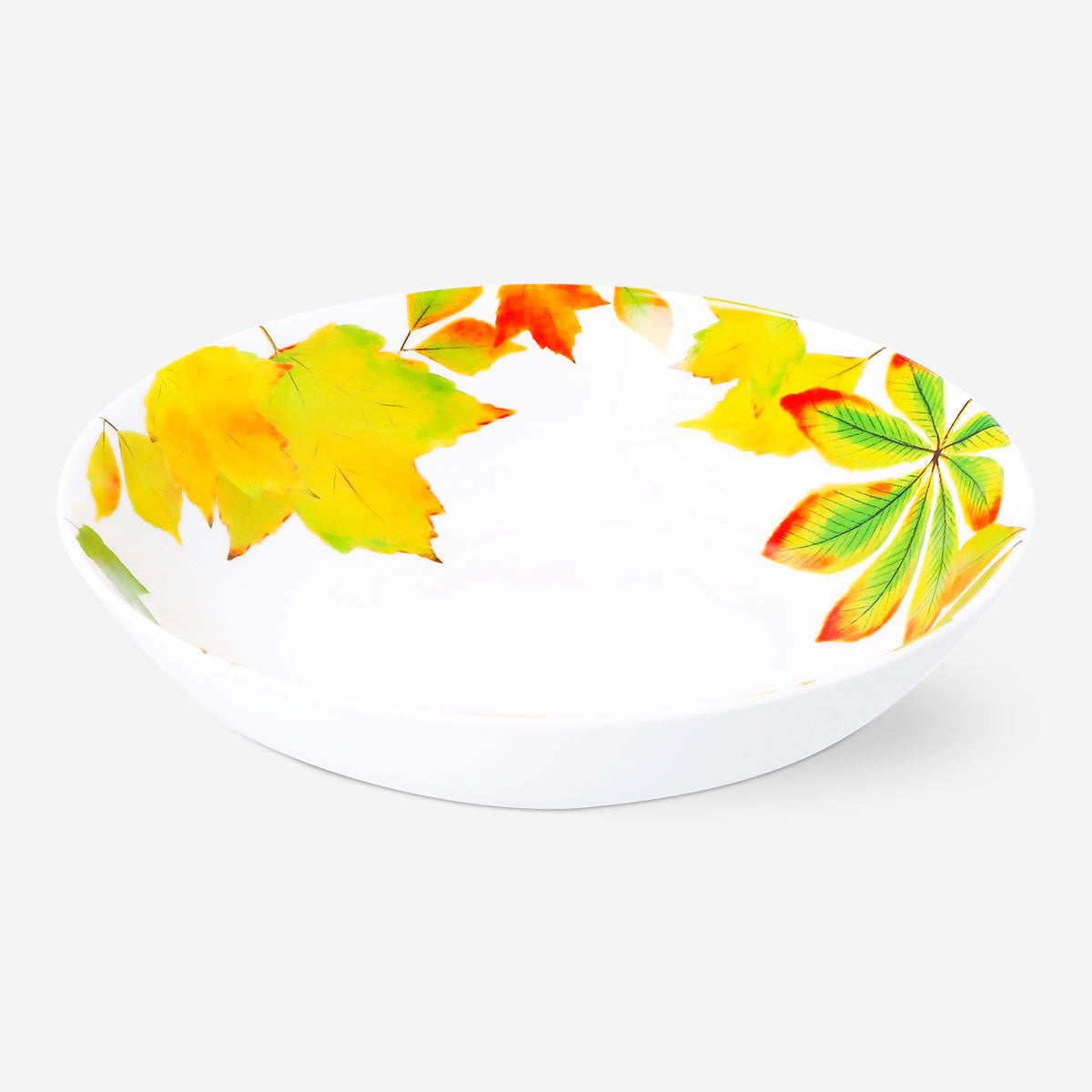 Flying Tiger Copenhagen 20cm autumn print ceramic bowl for kitchen use, featuring colorful autumn leaf design.