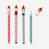 Set of 4 Glitter gel pens with whimsical elf topper designs, perfect for office or craft use by Flying Tiger Copenhagen.