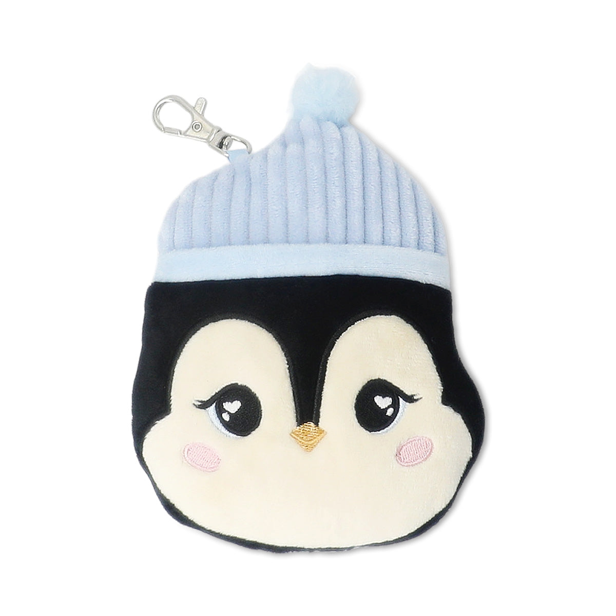 Office stationery kit featuring a plush penguin from Flying Tiger Copenhagen, includes pens, notepads, and small office accessories.