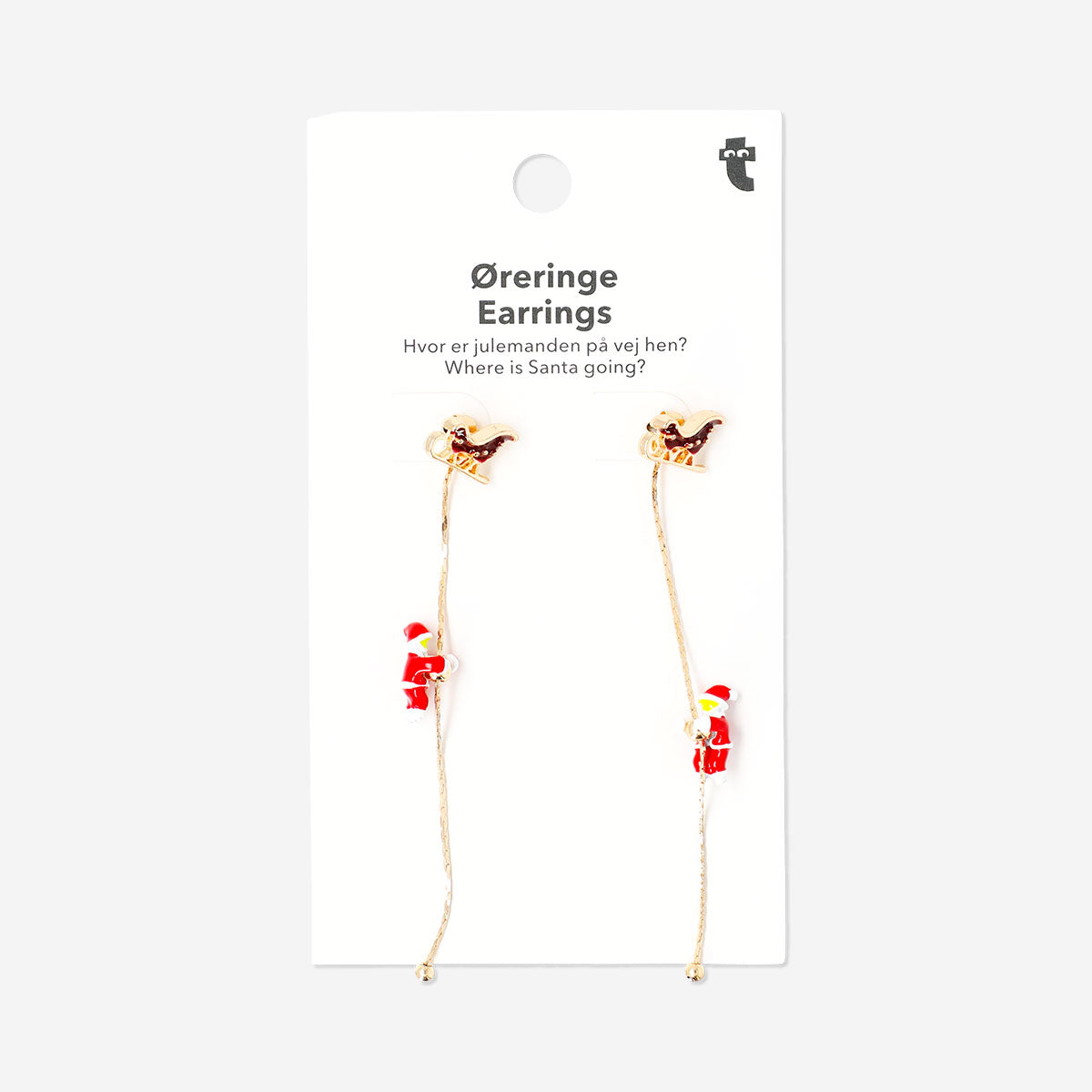Through-ear earrings - Santa dangling on a rope