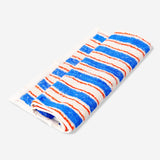 Blue striped Flying Tiger Copenhagen home towel, 30x50 cm, with soft fabric and vibrant pattern, ideal for beach or bath use.