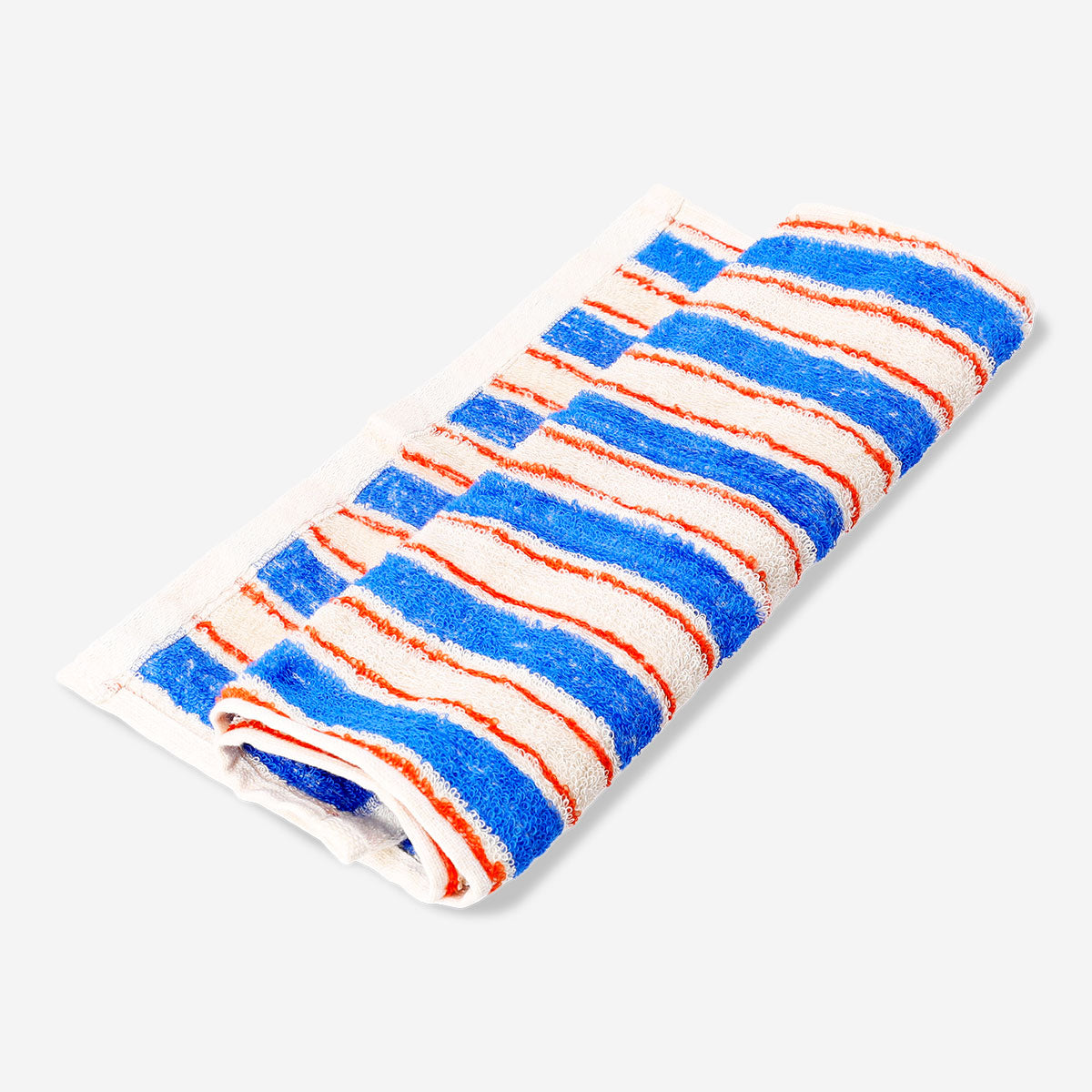 Blue striped Flying Tiger Copenhagen home towel, 30x50 cm, with soft fabric and vibrant pattern, ideal for beach or bath use.