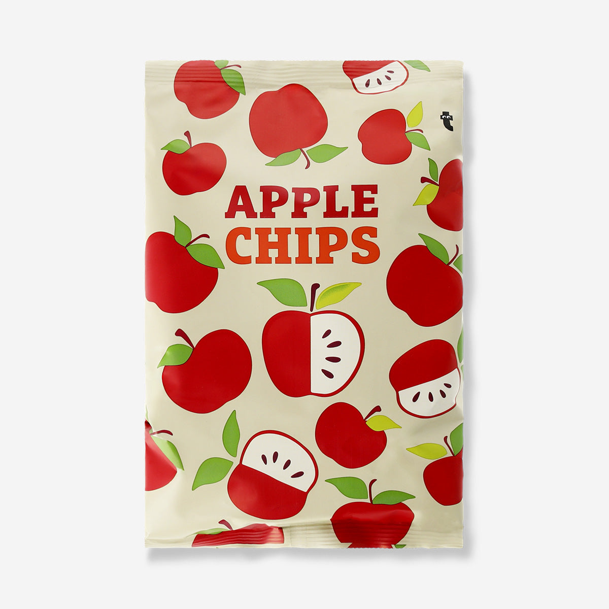 Golden apple chips from Flying Tiger Copenhagen, crispy fruit snack in a clear bowl on a wooden surface.