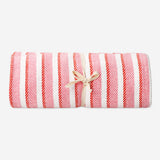 Flying Tiger Copenhagen pink striped throw blanket with fringes, 120x170 cm, cozy home decor for sofa or bed.