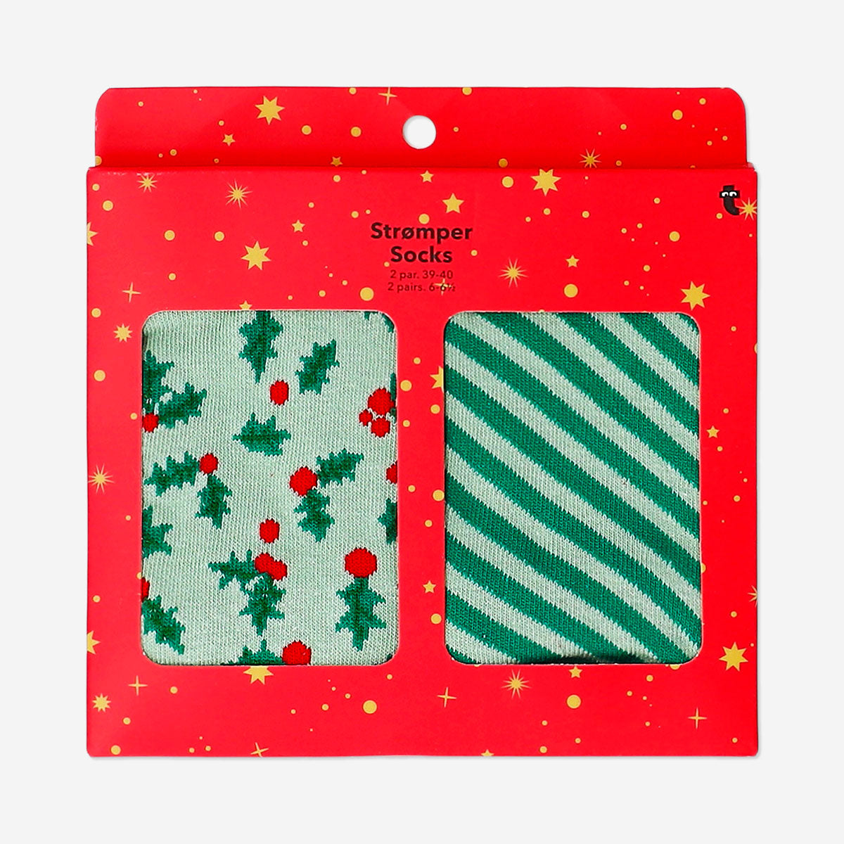 Gift set of Christmas socks with red trim - Size 39/41