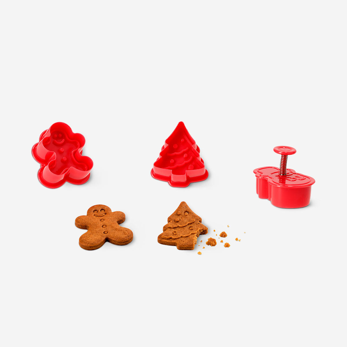 Set of three Christmas cookie stamps from Flying Tiger Copenhagen with festive holiday designs for baking fun.