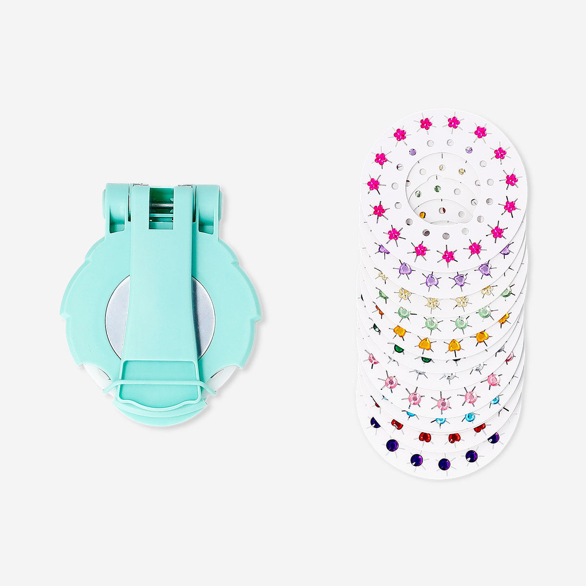 Flying Tiger Copenhagen hair jewel decorator with 12 refill packs, featuring colorful decorative accessories for personal hair styling.