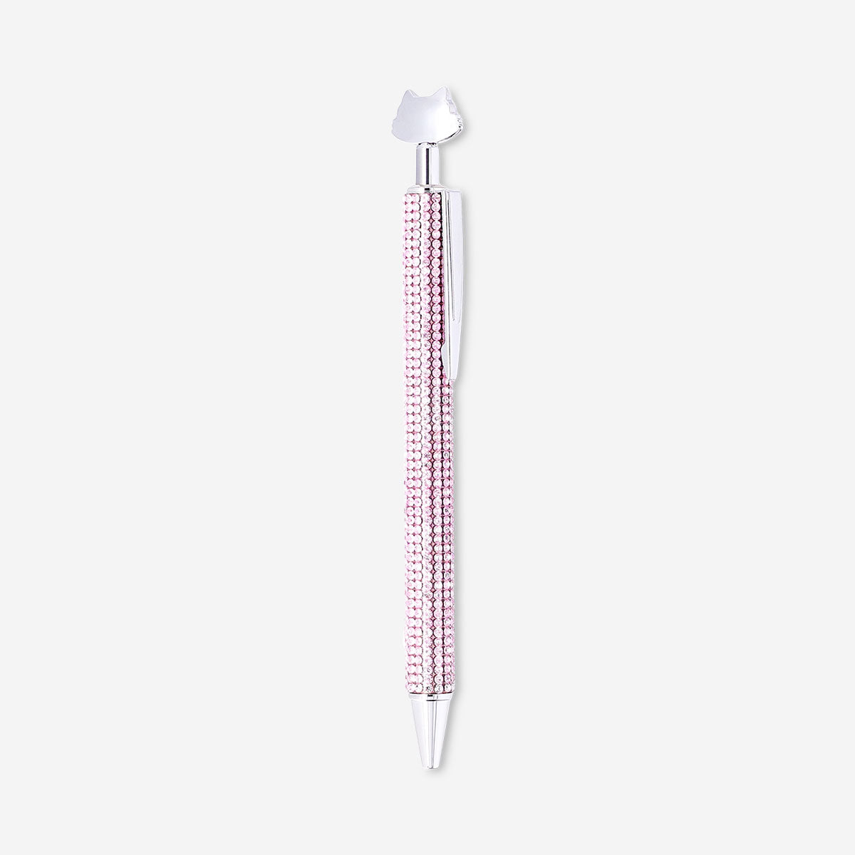 Ballpoint pen - Silver cat with rhinestones