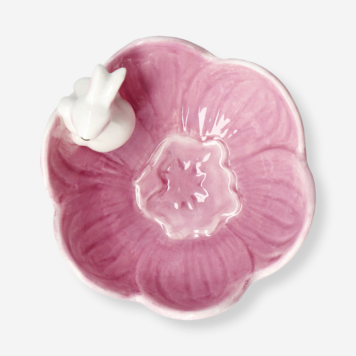 White bunny flower bowl, 12cm ceramic kitchen decor by Flying Tiger Copenhagen, showing a cute bunny design with floral accents.