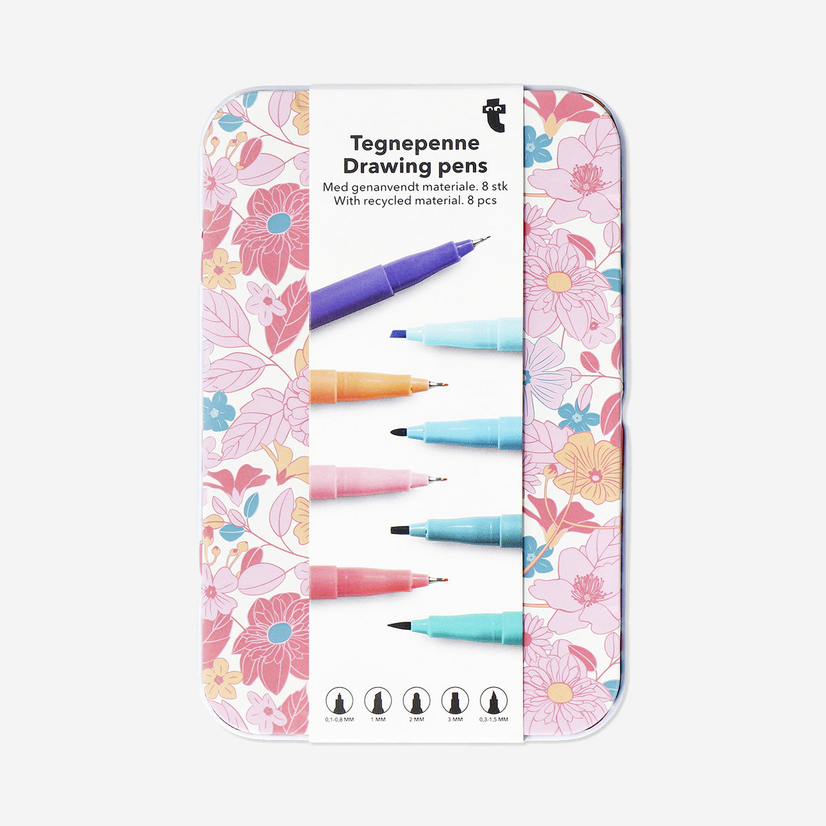 Drawing pens in tin box - 8 pcs