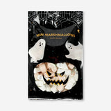 Assorted vanilla-flavored marshmallow pumpkins and ghosts from Flying Tiger Copenhagen on a white background.