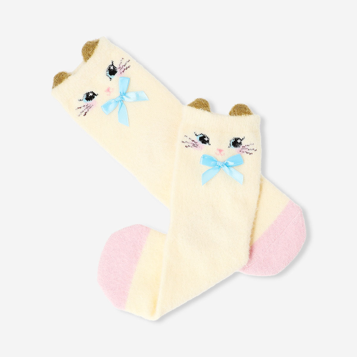Comfy cat-themed textile socks in size 39/40 with colorful feline patterns, made by Flying Tiger Copenhagen.