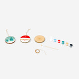 Set of three DIY wooden ornaments for crafting, featuring natural wood finish and simple shapes, ideal for hobby and holiday decorating.