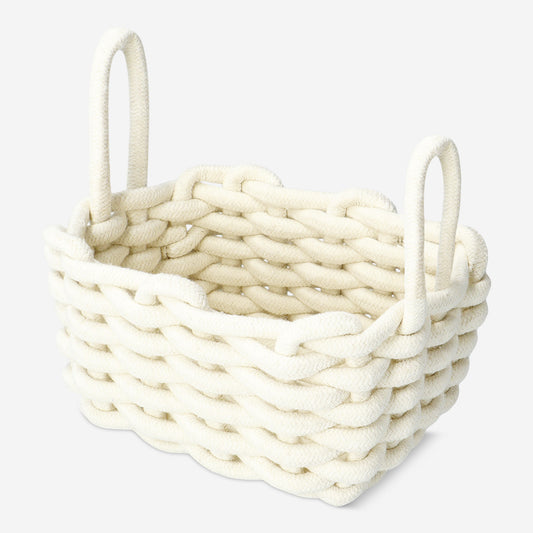 White braided rope basket - 18 cm