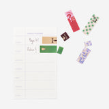 Set of 8 Flying Tiger Copenhagen office tab dividers with colorful fun prints and pull-off mechanism for organizing files.