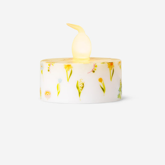 LED tealights with flower print - 4 pcs