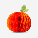 Two honeycomb paper pumpkin decorations for parties, colorful and festive, from Flying Tiger Copenhagen.