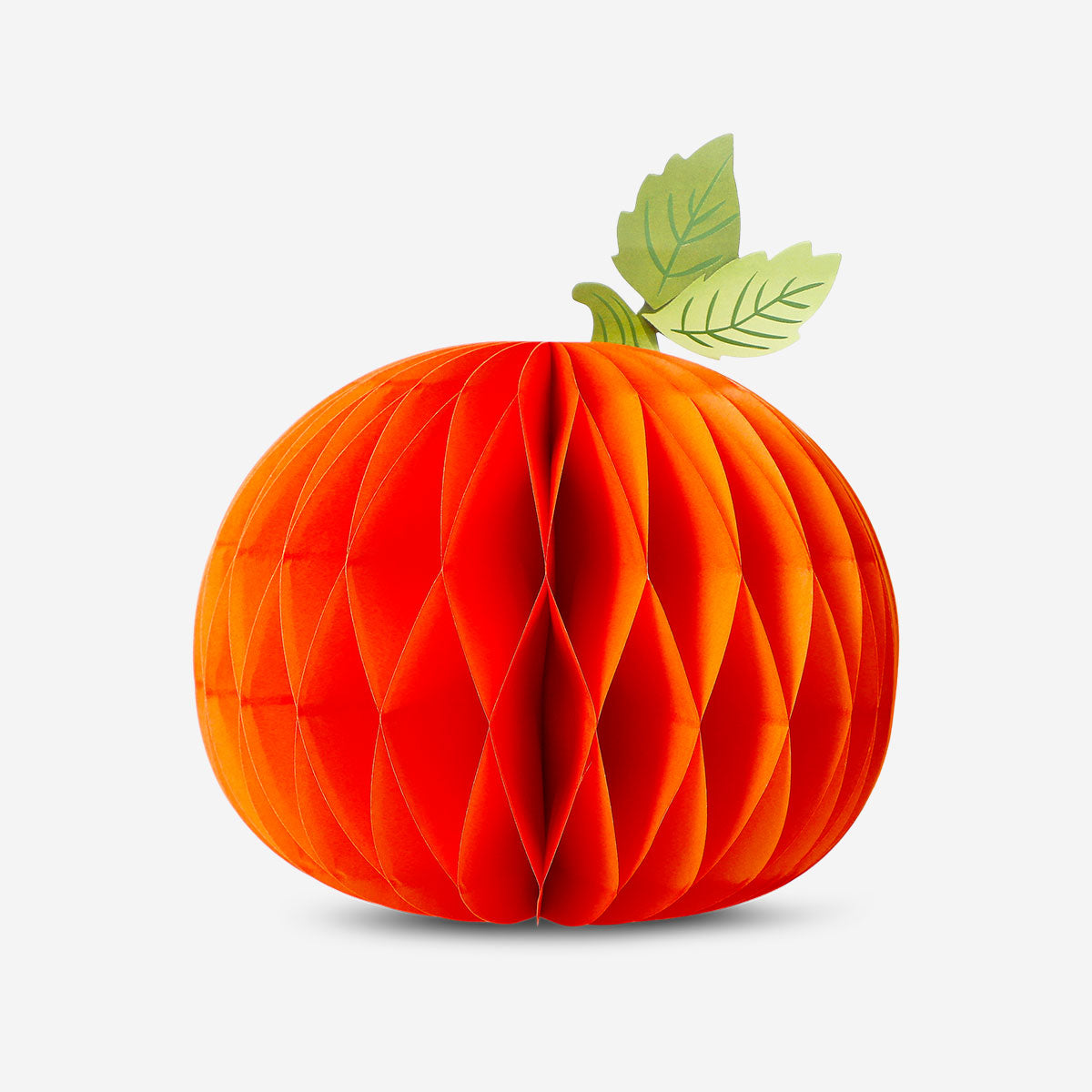 Two honeycomb paper pumpkin decorations for parties, colorful and festive, from Flying Tiger Copenhagen.