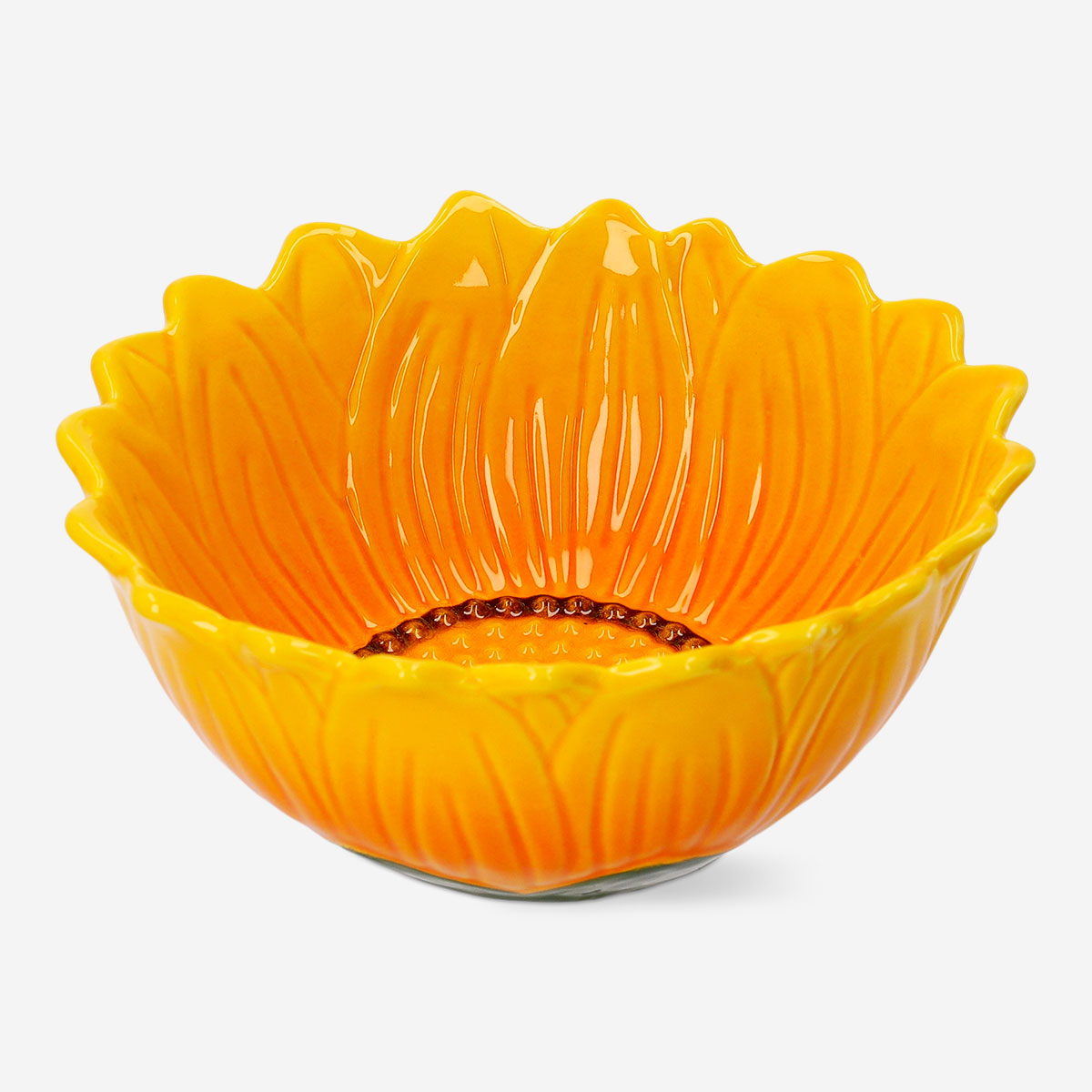 18 cm ceramic bowl with embossed sunflower design, Flying Tiger Copenhagen kitchenware, ideal for serving or decorative use