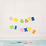 Colorful Flying Tiger Copenhagen bath letters A to Z toy set with foam alphabet characters for kids' bath time fun.