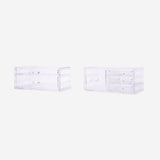 Clear cosmetic organiser from Flying Tiger Copenhagen, measuring 21.5x24 cm, with multiple compartments for personal care items.