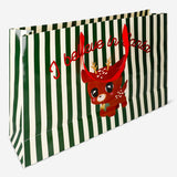 Office gift bag featuring a deer design from Flying Tiger Copenhagen, measuring 30x45 cm, with festive and decorative details.
