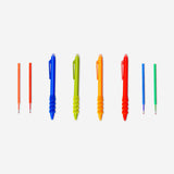 Set of four Flying Tiger Copenhagen erasable gel pens with refills, perfect for office use and note-taking.