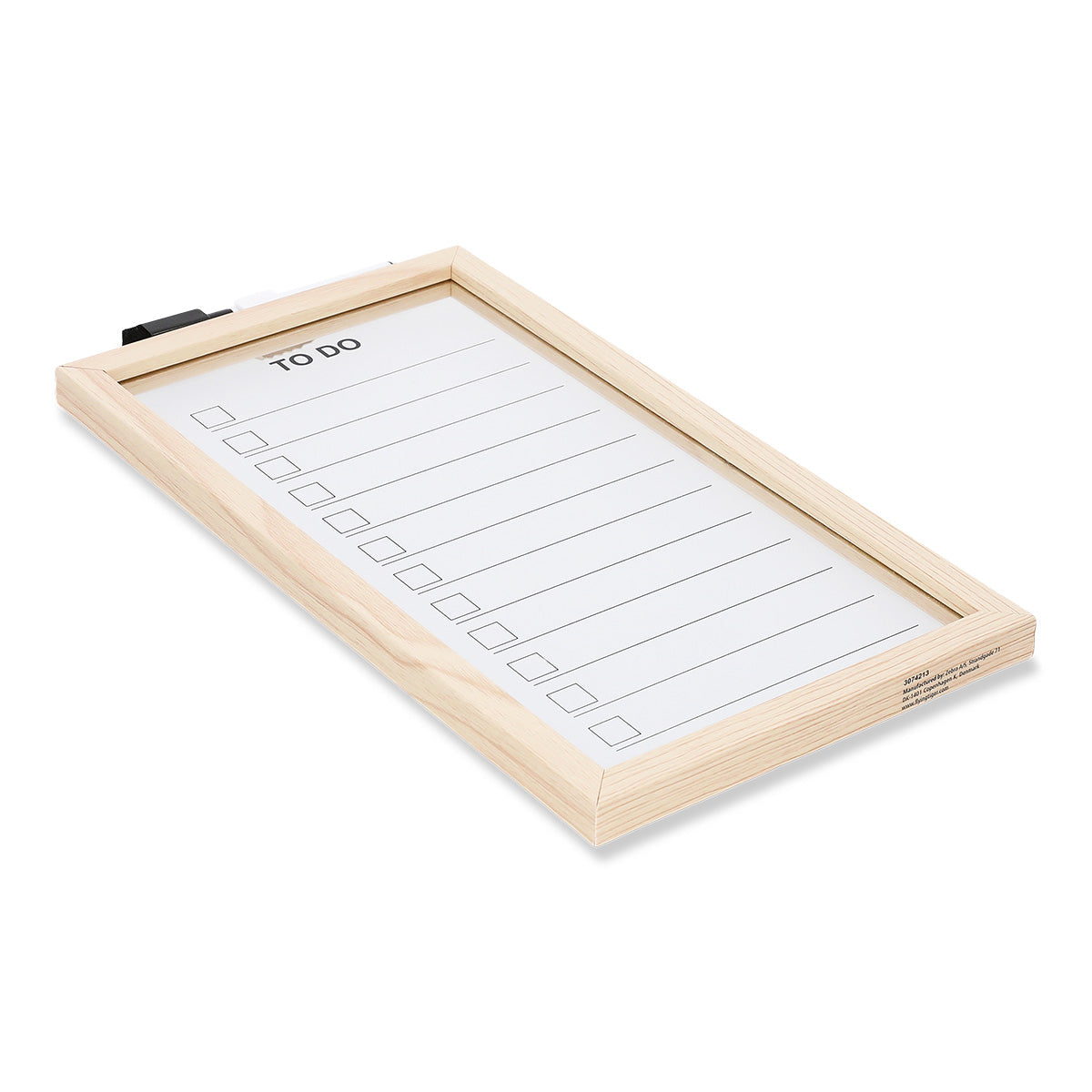 Wood-framed Flying Tiger Copenhagen office planner board with marker for organizing and note-taking.