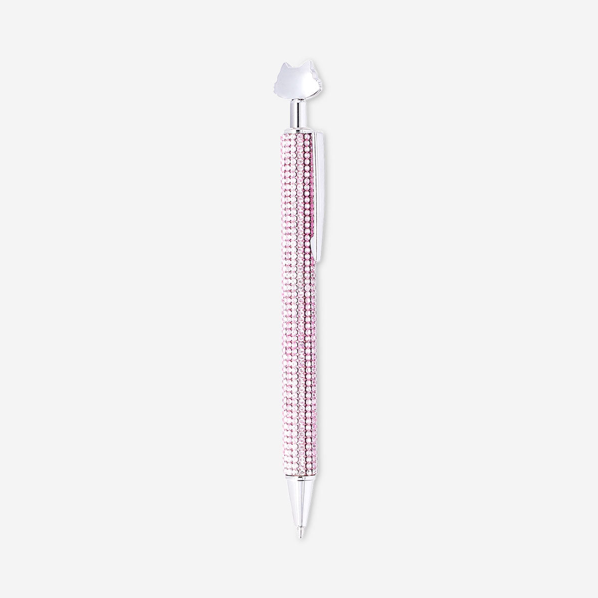 Ballpoint pen - Silver cat with rhinestones