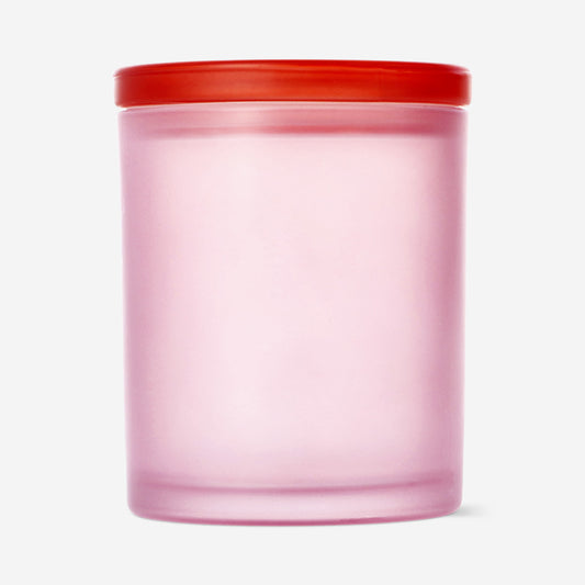 Vaso decorativo in vetro rosa smerigliato