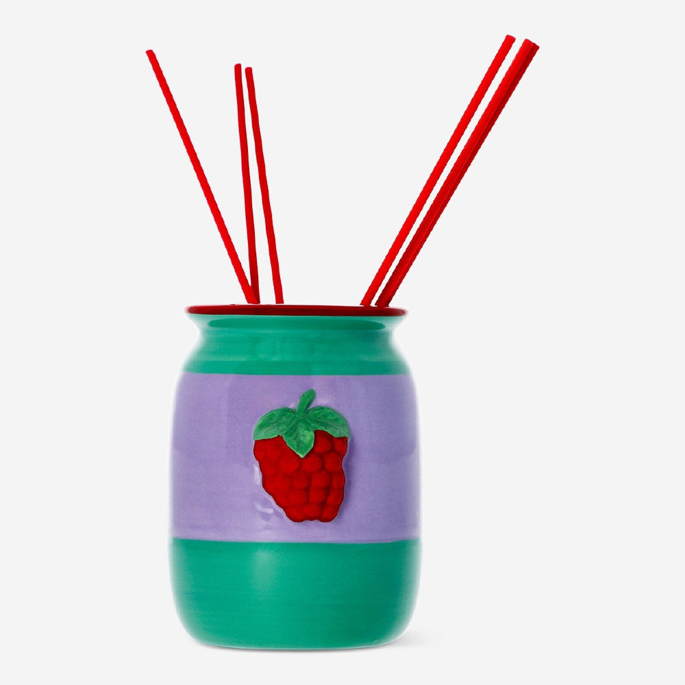 Flying Tiger Copenhagen reed diffuser with raspberry fragrance in a 200ml bottle, perfect for refreshing home ambiance.