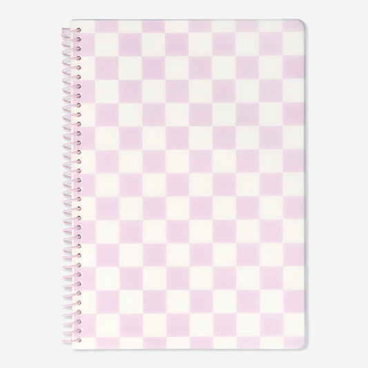 A4 notebook with pink checkered plastic cover