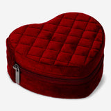 Quilted heart-shaped jewellery box by Flying Tiger Copenhagen, 9x10 cm, with soft fabric and compact design for jewelry storage.
