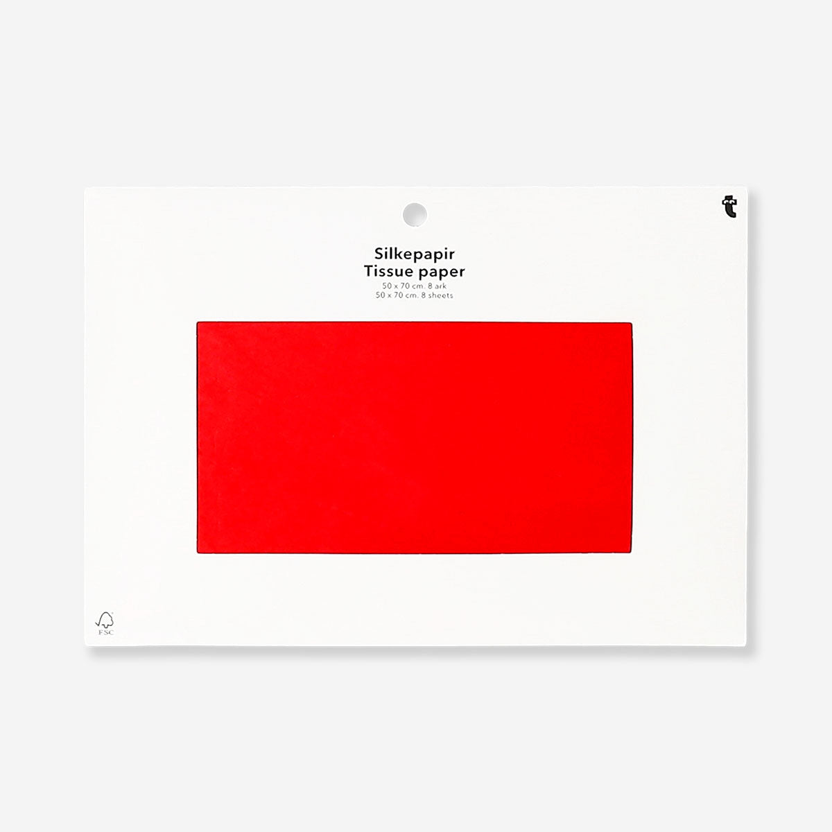 Red tissue paper from Flying Tiger Copenhagen, 70x50 cm, ideal for gift wrapping and craft projects.
