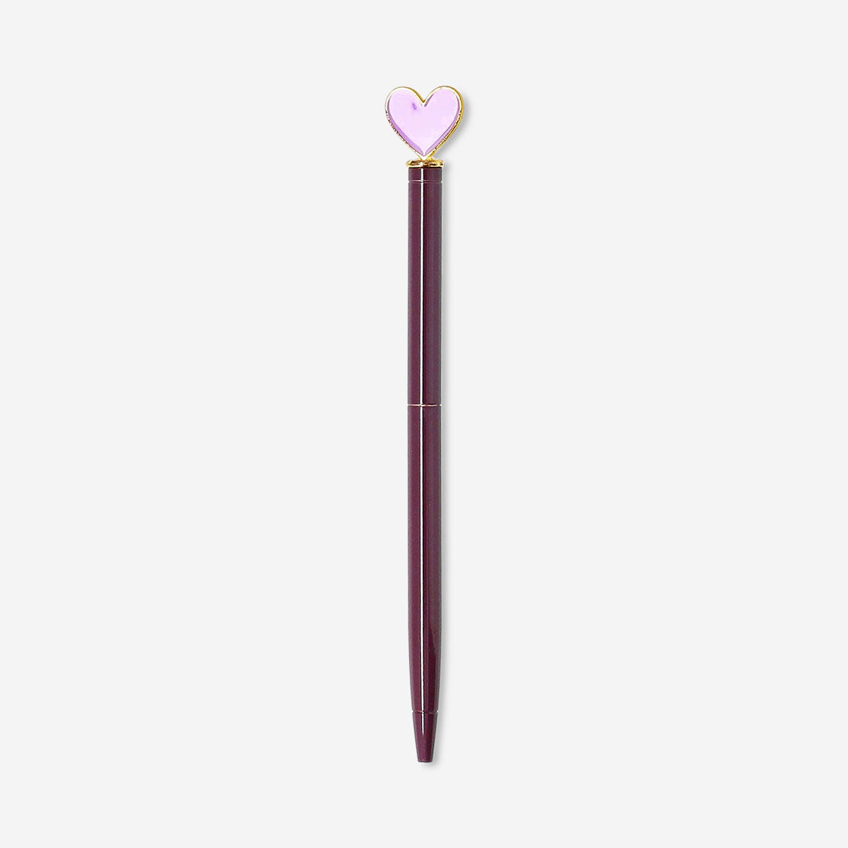Purple heart topper ballpoint pen from Flying Tiger Copenhagen, office pen with a colorful heart-shaped decoration.