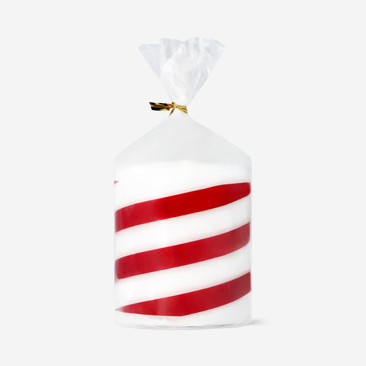 Candy cane striped pillar candle - 8 cm