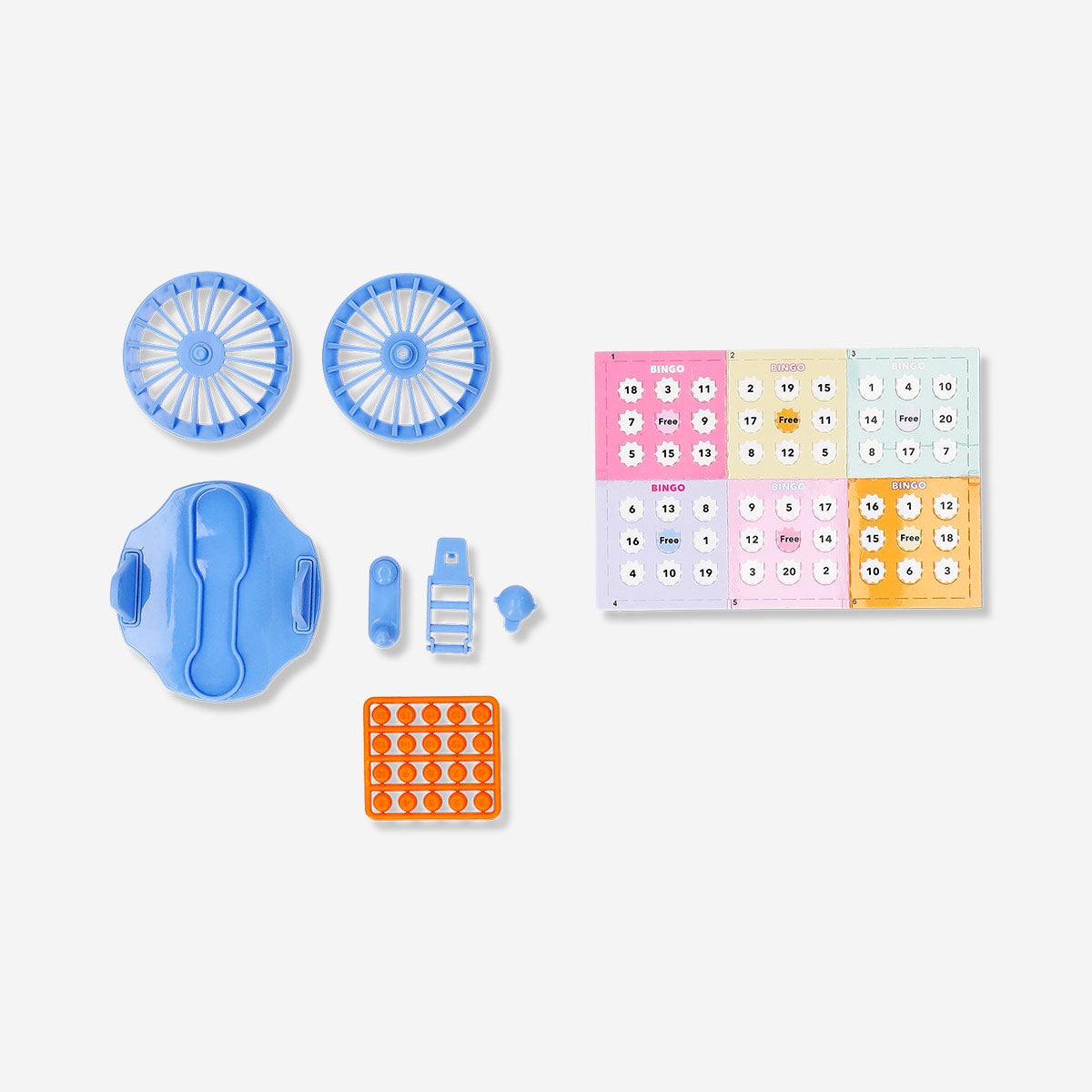 Mini bingo game by Flying Tiger Copenhagen featuring colorful bingo cards and small numbered balls for fun family play.