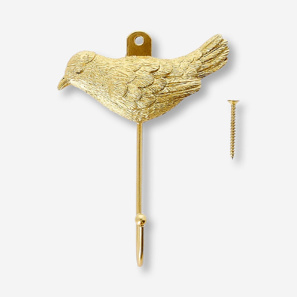 Gold bird hook for home decor by Flying Tiger Copenhagen, featuring a decorative bird design for wall mounting.