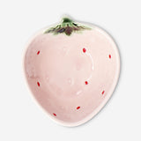 Pink ceramic strawberry bowl, 9 cm kitchen accessory by Flying Tiger Copenhagen, featuring a detailed strawberry design.