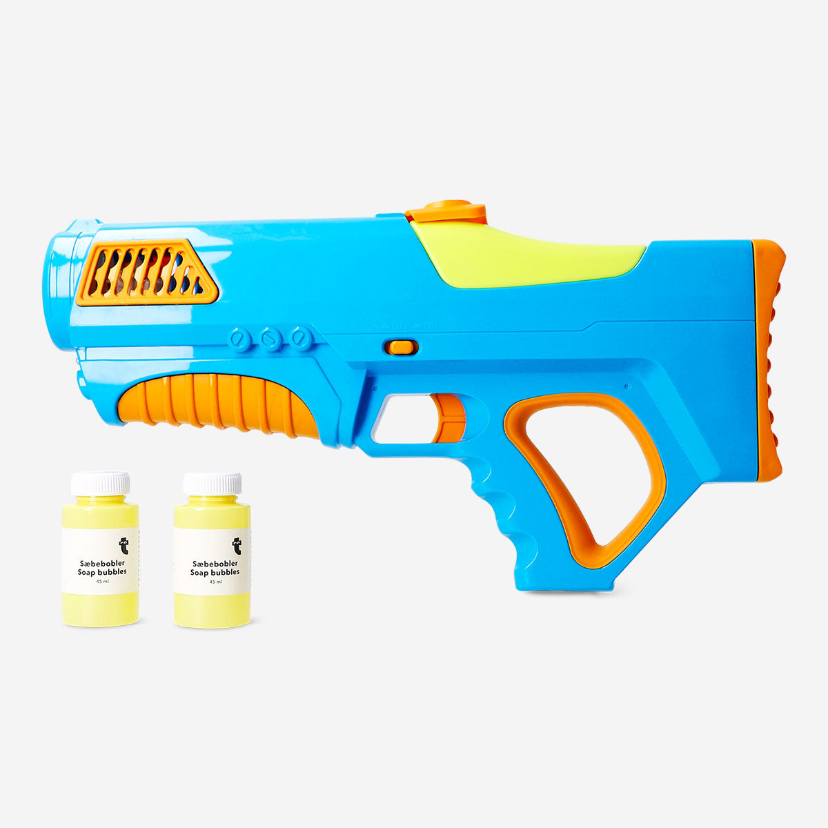 Blue Flying Tiger Copenhagen 2-in-1 water blaster toy with soap bubbles for outdoor play and water fights.