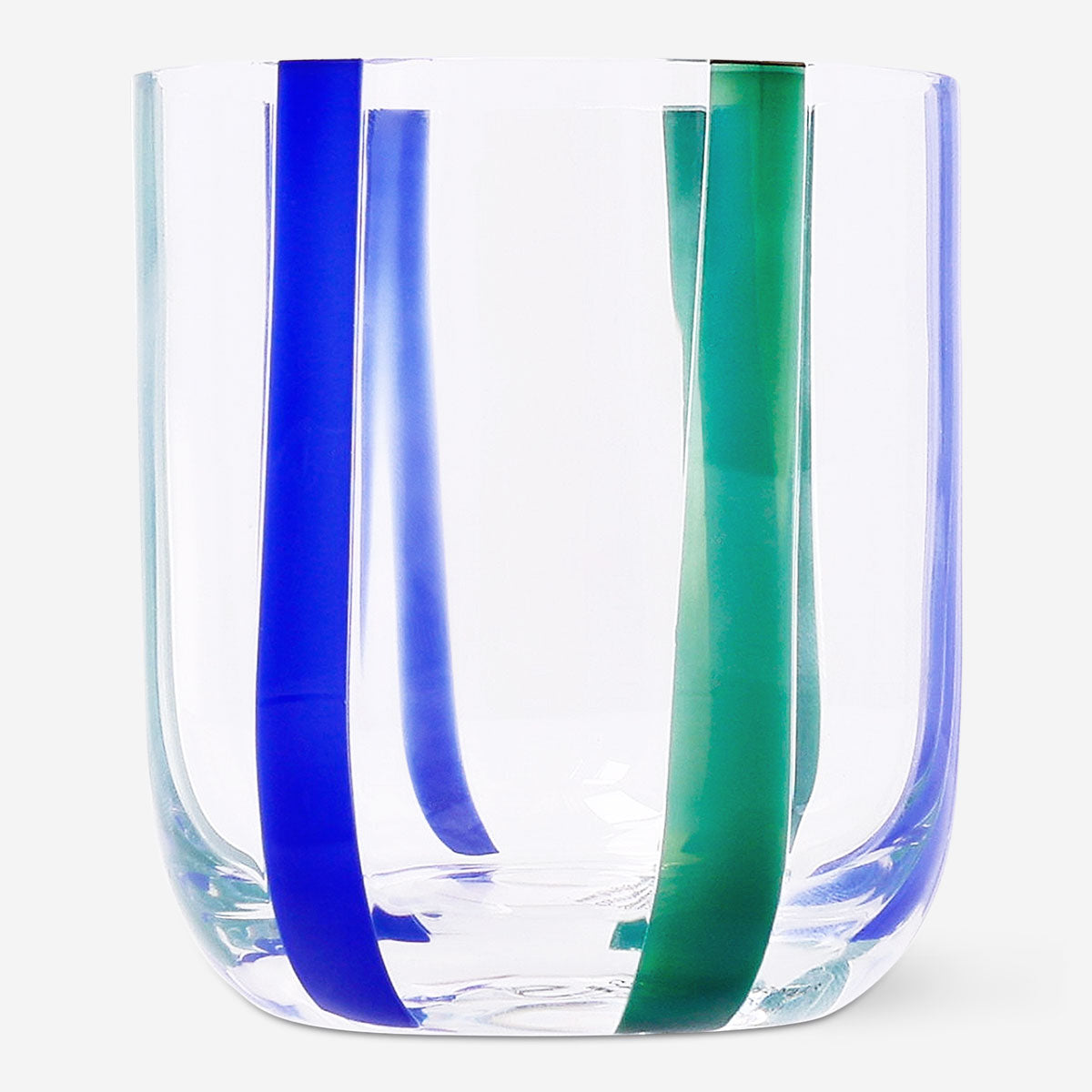Trinkglas mit blauen und grünen Streifen - 300 ml