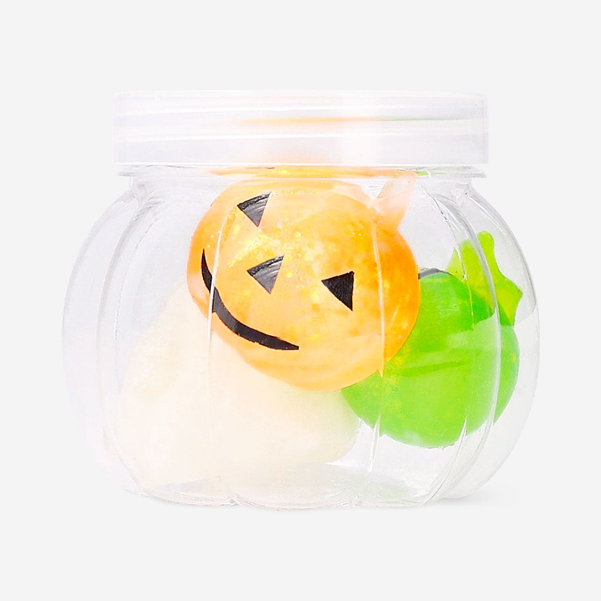 Set of Halloween-themed Press Me toys gadgets featuring colorful spooky character designs by Flying Tiger Copenhagen.