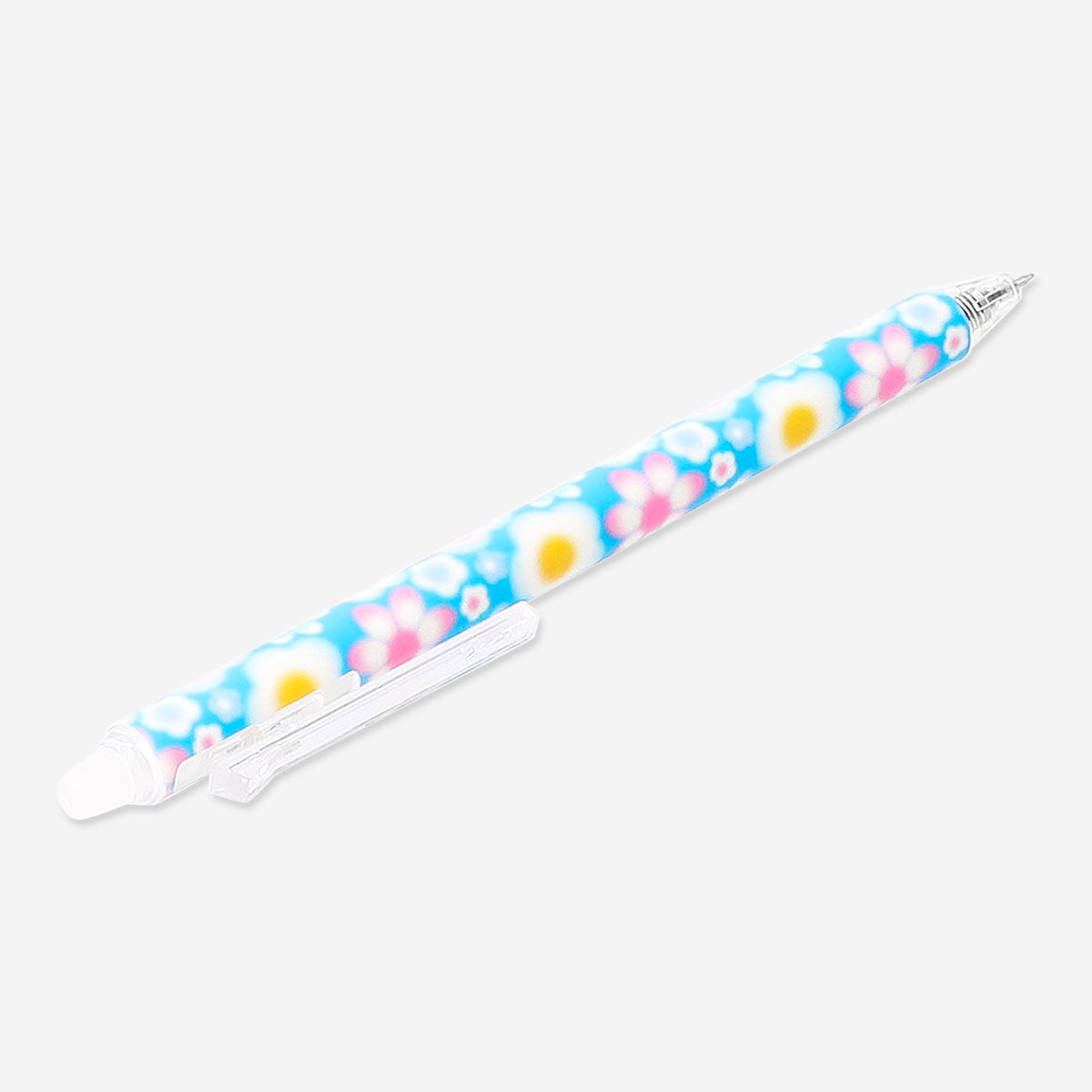 Blue floral erasable gel ink pen from Flying Tiger Copenhagen, ideal for office writing and note-taking.