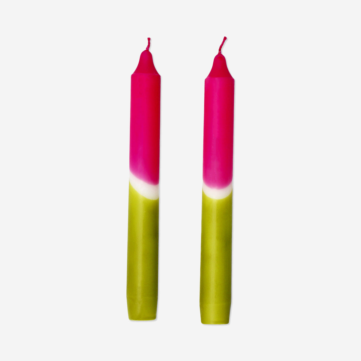 Dip dye dinner candle in pink and green - 4 pcs