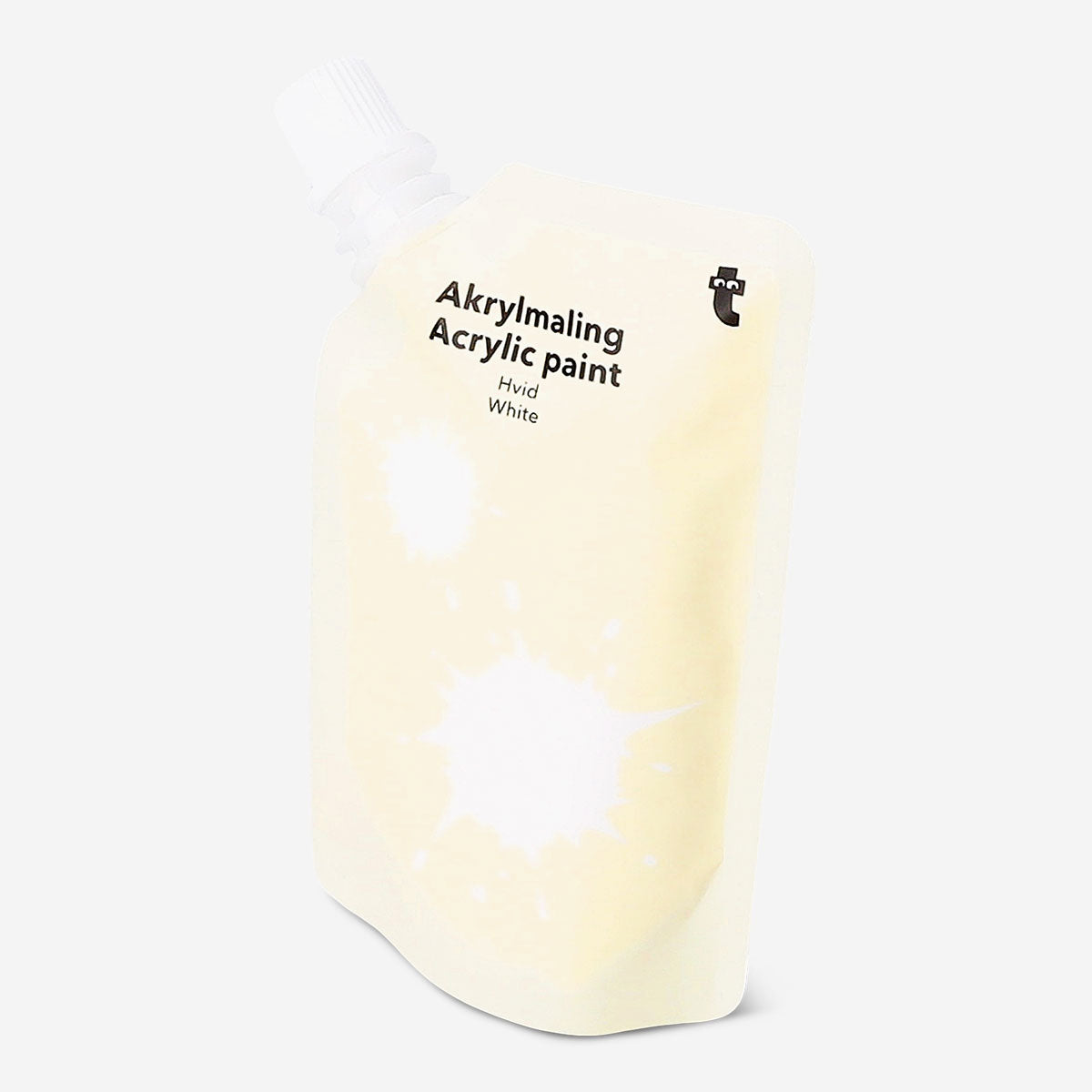 White acrylic paint in an 80 ml jar from Flying Tiger Copenhagen, suitable for hobby arts and crafts projects.