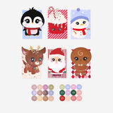 Set of 24 Flying Tiger Copenhagen Advent gift bags featuring Christmas characters, ideal for holiday gift wrapping.