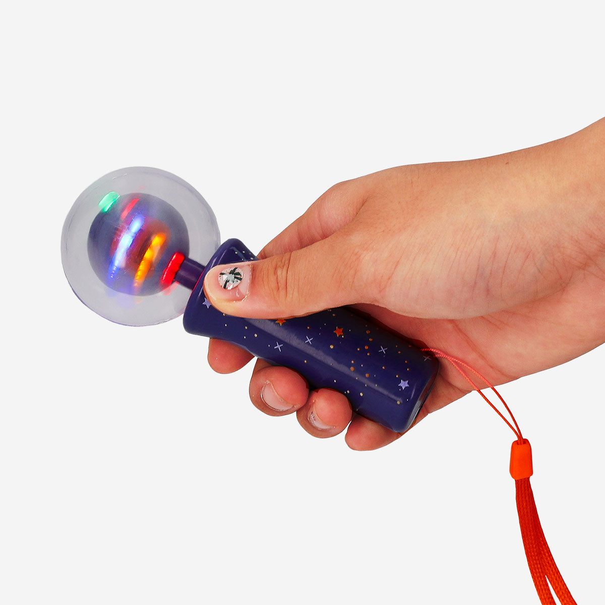 Flying Tiger Copenhagen handheld Halloween disco light gadget with colorful flashing LED lights for spooky parties and celebrations.